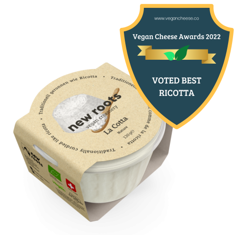 new roots la cotta nature the best vegan ricotta vegan cheese 2022 awards badge