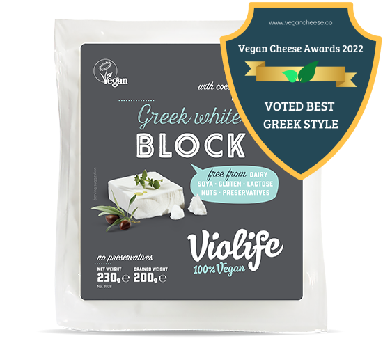 violife greek white block vegan cheese awards 2022 best greek badge