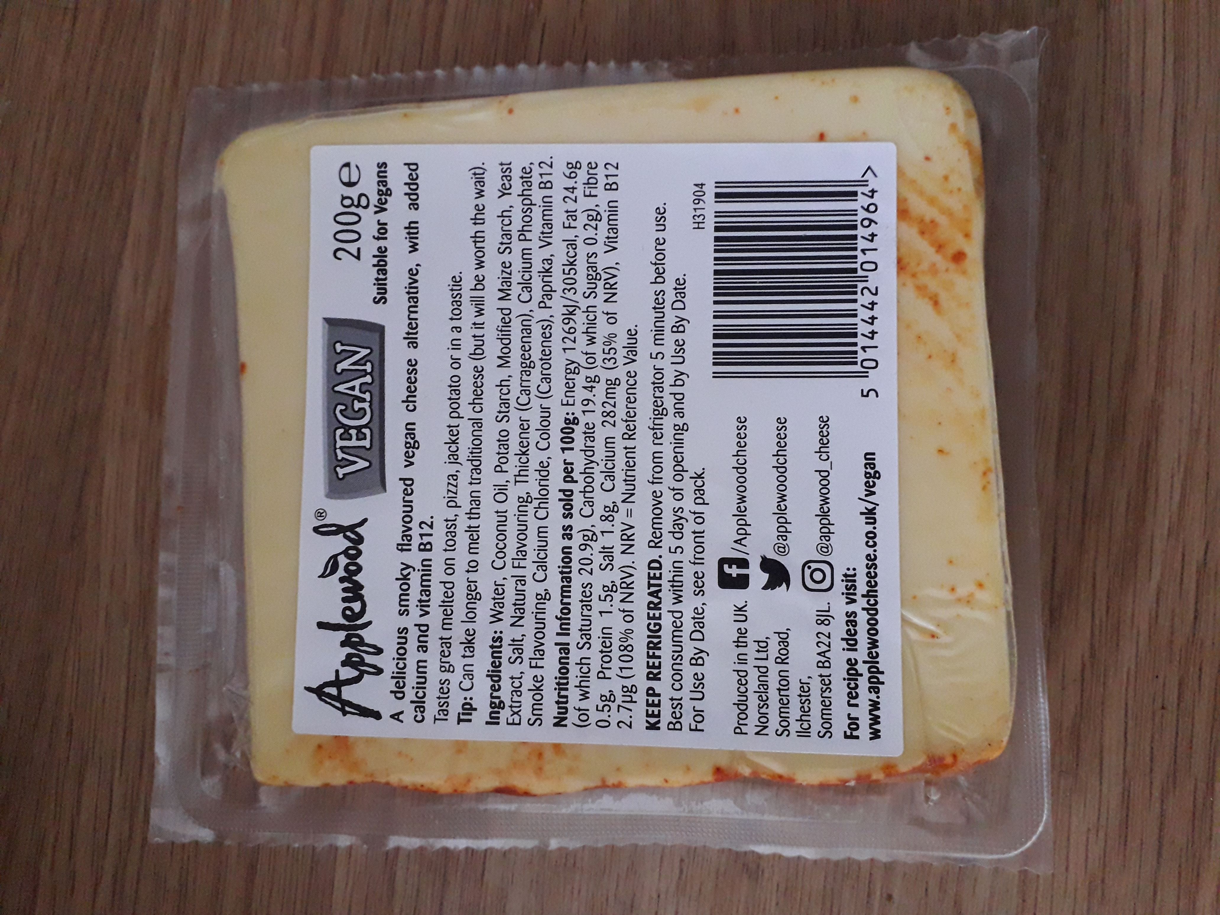 Applewood vegan cheese back