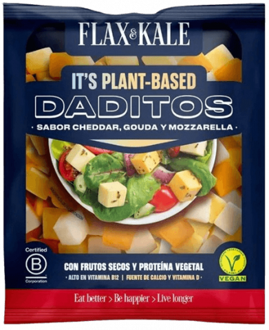 Flax and Kale Mixed Cheese Cubes (Cheddar, Gouda, Mozzarella) Vegan Cheese
